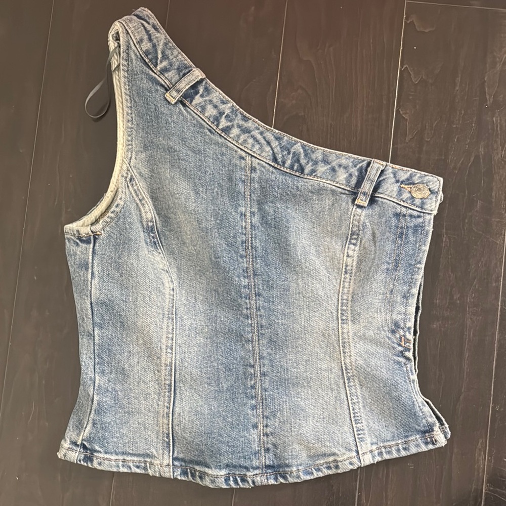 Zara Denim One Shoudler Top